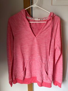 Roxy Pink Hooded V-Neck Pullover Sweatshirt